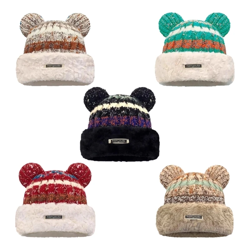 Knitted Beanie with Plush Bear Ear for Students Adult Windproof Winter Hat Striped Bear Ear Keep Warm Cycling Hat
Knitted Beanie with Plush Bear Ear for Students Adult Windproof Winter Hat Striped Bear Ear Keep Warm Cycling Hat