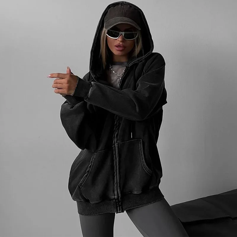 Fashion Long Sleeve Zipper Pocket Loose Hoodies Jacket Outwear Streetwear Autumn Winter Women Hooded Coat Y2K Harajuku Clothes
Fashion Long Sleeve Zipper Pocket Loose Hoodies Jacket Outwear Streetwear Autumn Winter Women Hooded Coat Y2K Harajuku Clothes