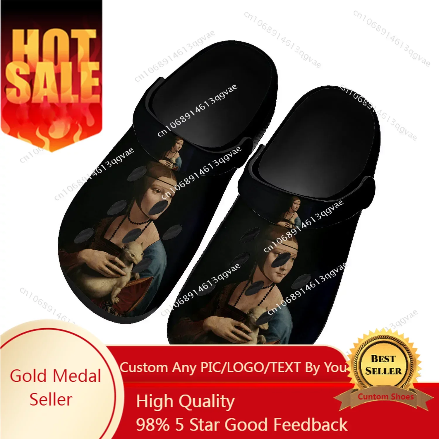 

Lady with an Ermine Home Clog Mens Women Youth Boy Girl Sandals Shoes Garden Custom Made Breathable Shoe Beach Hole Slippers