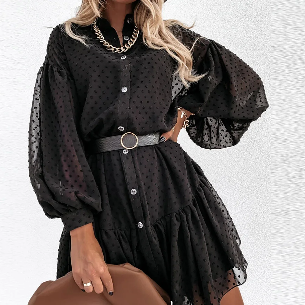 Spring New Elegant Mesh Dresses Gothic Black Dot Party Vestidos Long Sleeve Button Ruffle Ladies Mini Dress Za Women Christmas
Spring New Elegant Mesh Dresses Gothic Black Dot Party Vestidos Long Sleeve Button Ruffle Ladies Mini Dress Za Women Christmas