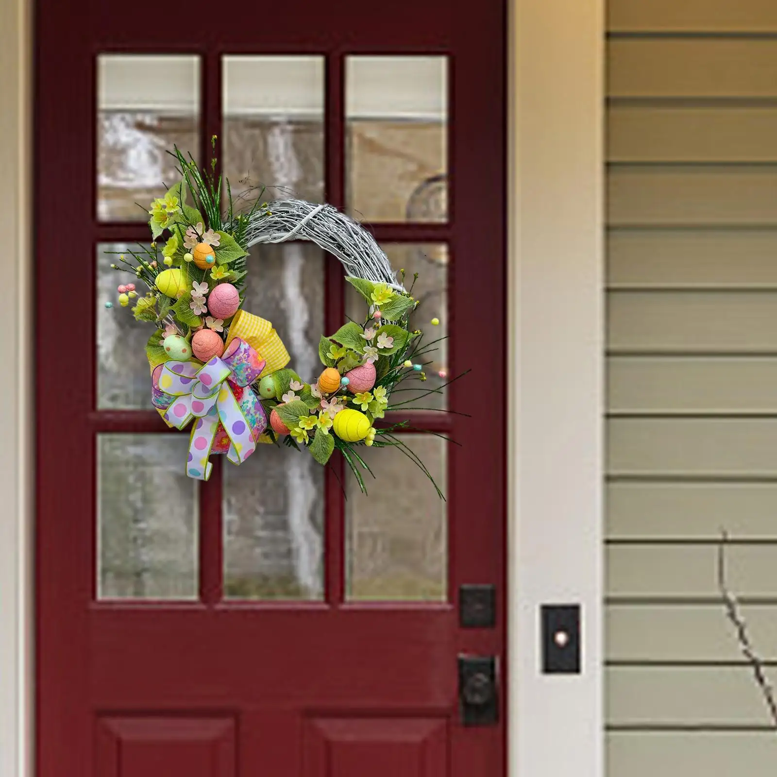 

Easter Egg Wreath Hanging Garlands Decorative Artificial Flower Garland for Front Door Home Spring Patio Porch Indoor Outdoor