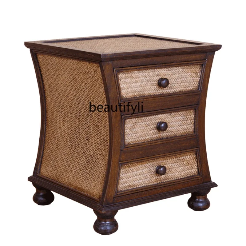 Bedside Table Chinese Solid Wood Rattan Storage Cabinet Retro Simple Bedside Cabinet
Bedside Table Chinese Solid Wood Rattan Storage Cabinet Retro Simple Bedside Cabinet