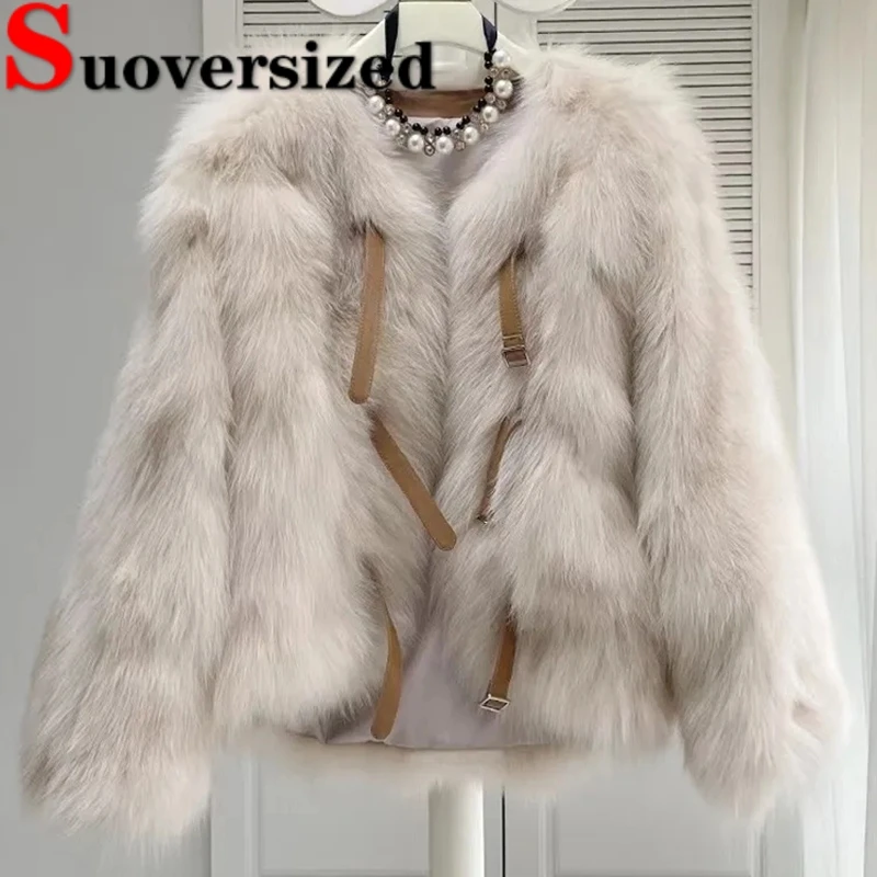 

Winter Korean Faux Fur Coats Thicken Fashion Furry Jacket Warm Casual Short Plush Casaco Loose Women Cropped Fox Furs Chaquetas