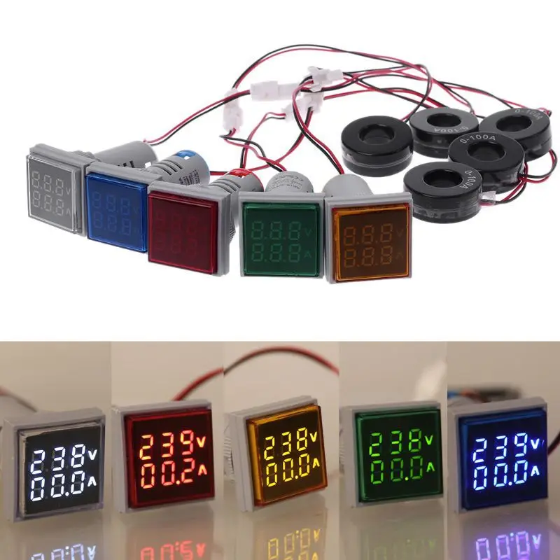 

AC 50-500V AC 6-100 Square/Round LED Digital Voltmeter Ammeter 110V 220V 0-100A Voltage Current Meter Volt Amp Tester Detector