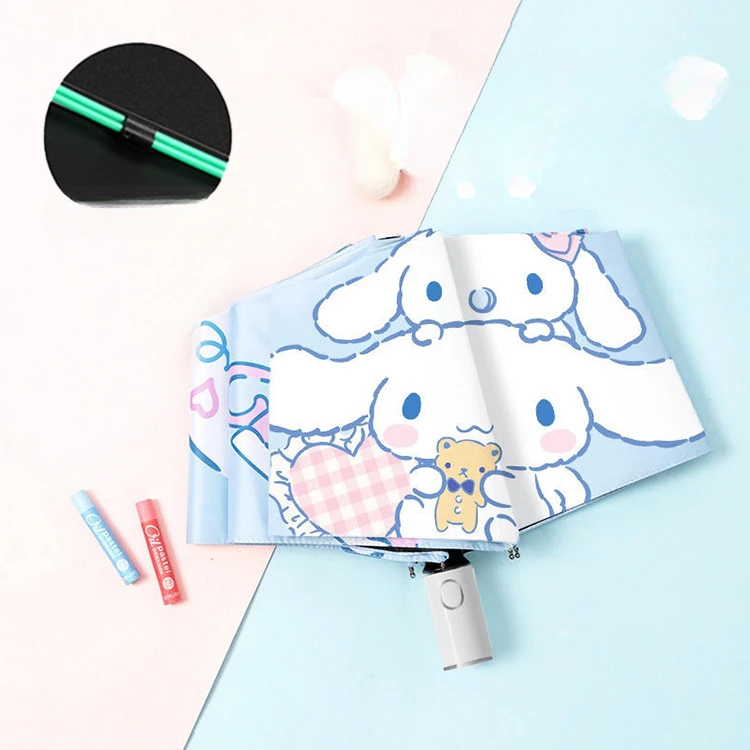 Автоматический зонт Sanrio в стиле аниме Cinnamoroll, зонтик для защиты от солнца и мелодии Kuromi, защита от отскока, дождей, кавайный подарок
Автоматический зонт Sanrio в стиле аниме Cinnamoroll, зонтик для защиты от солнца и мелодии Kuromi, защита от отскока, дождей, кавайный подарок