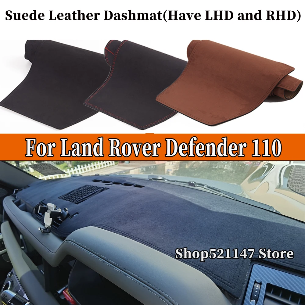 

Accessories Car-styling Suede Leather Dashmat Dashboard Cover Dash Mat Carpet For Land Rover Defender 110 2020 2021 2022 RHD LHD