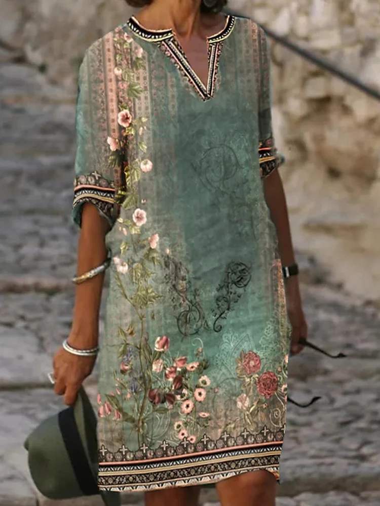 Women's Summer Vintage Casual Dress Fashion Loose Oversized V-Neck Pullover Printed Boho Dresses Female
Women's Summer Vintage Casual Dress Fashion Loose Oversized V-Neck Pullover Printed Boho Dresses Female