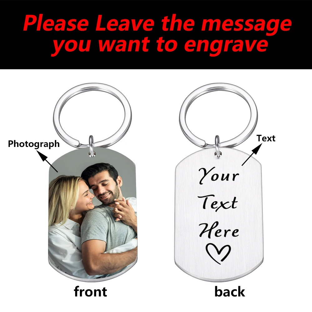 Custom Photo Couple Keychain Anniversary Gift for Boyfriend Him Her Stainless Steel Laser Engraved Doubled Sided Text Keychains Custom Photo Couple Keychain Anniversary Gift for Boyfriend Him Her Stainless Steel Laser Engraved Doubled Sided Text Keychains