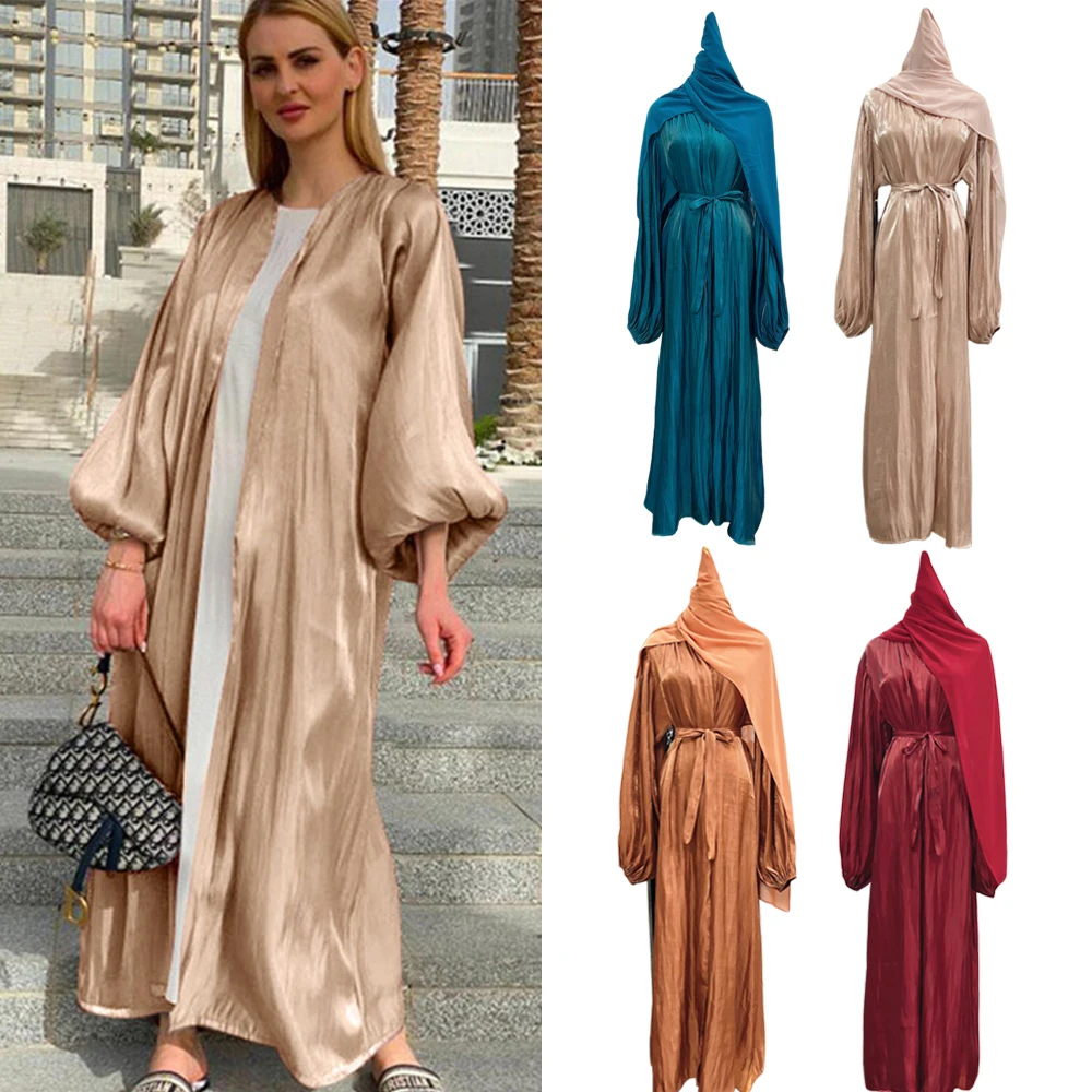 

Abaya Dubai Muslim Hijab Dress Bubble Sleeve Summer Turkey Abayas for Women Shiny Islamic Clothing Kimono Femme Musulmane Robe