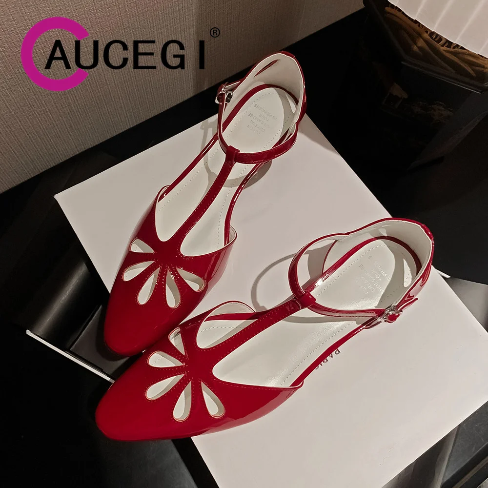 Aucegi Small Round Toe Women Buckle T-Strap Pumps Ladies Casual 2024 Summer Hollow Out Elegant Korean Fashion Party Shoes Red
Aucegi Small Round Toe Women Buckle T-Strap Pumps Ladies Casual 2024 Summer Hollow Out Elegant Korean Fashion Party Shoes Red