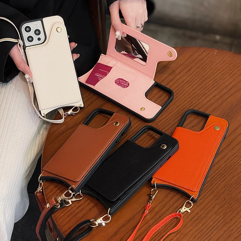 Luxury Brand Solid Color Leather Wallet Phone Case For IPhone 12 11 13 Pro Max XS X 7 8 Plus Crossbody Lanyard Flip Mirror Cover
Luxury Brand Solid Color Leather Wallet Phone Case For IPhone 12 11 13 Pro Max XS X 7 8 Plus Crossbody Lanyard Flip Mirror Cover