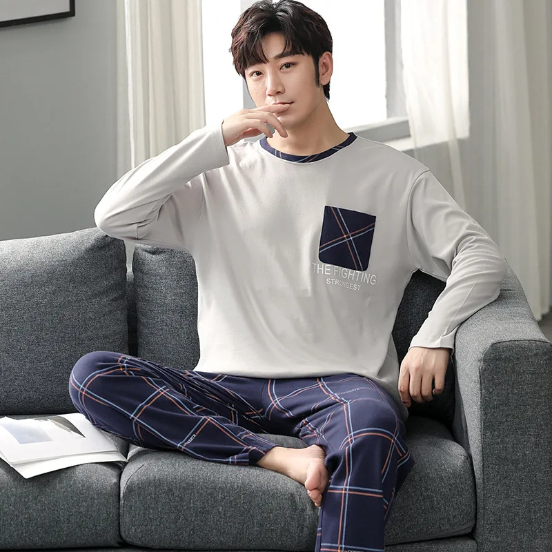 

SUO&CHAO 2023 New Pajamas Sets For Men's Long Sleeve Round Neck Tops And Pants Print Pyjamas Nightgown Sleepwear Homewear