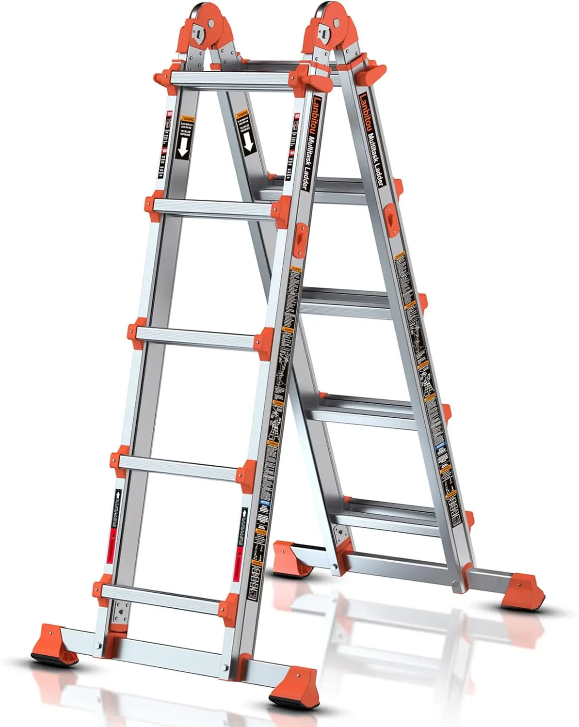

Ladder, A Frame 5 Step Ladder Extension, 17 Ft Anti-Slip Multi Position Ladder, Storage Folding Ladder, 330 lbs Security Load