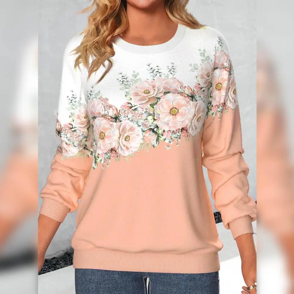 

Cozy Long Sleeve Sweatshirt for Women Stylish Round Neck Sweater Printed Long Sleeve Sweatshirt for Women for Parties Shopping