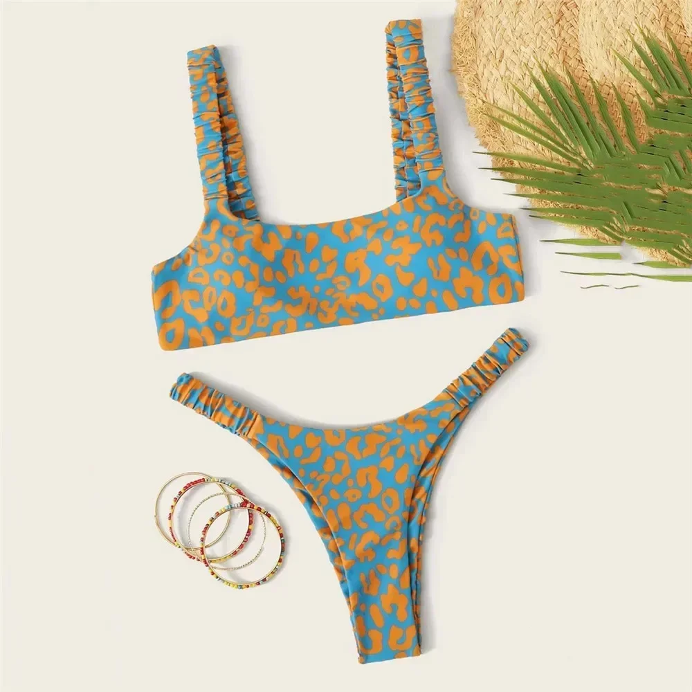 

Sexy Leopard Print Swimsuit Women micro Bandeau Bikinis Set Mujer Thong Swimsuit High Cut Bathing Suit Biquinis Beach Swim Wear