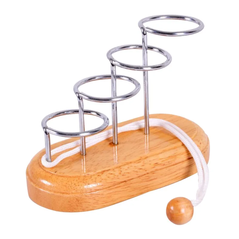 

3D Ladder Ring Unroping String Topology Puzzle IQ Brain Teaser Game Classical Wooden Intellectual Kong Ming Lock Toy Adults Kids