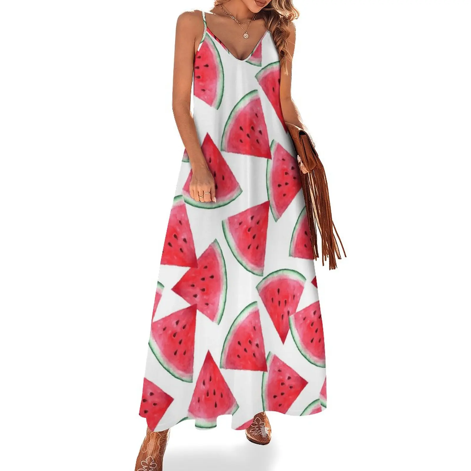 

Juicy watermelon. Watercolor Tropical Fruit Sleeveless Dress women's dresses luxury Party dresses prom dresses 2024