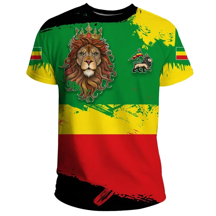 

Ethiopia Africa County Flag Reggae Retro Tribe Lion Graphic T Shirts 3D Tigray Tee National Emblem Boy T Shirt For Men Tops