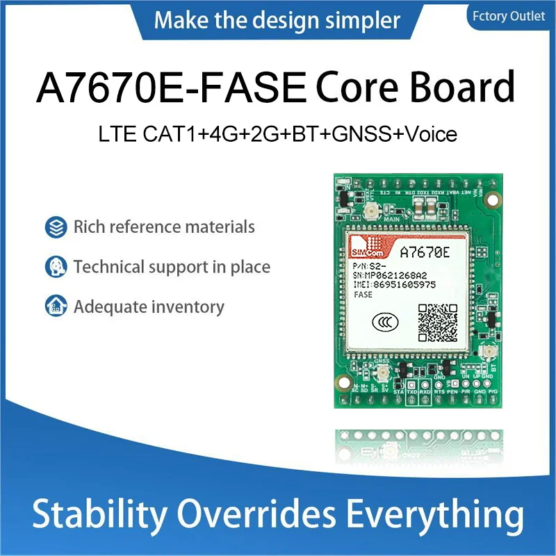 

SIMCOM A7670E-FASE Development Board LTE CAT1+4G+2G+Voice+BT+GNSS A7670E Wireless Communication Module breakout board