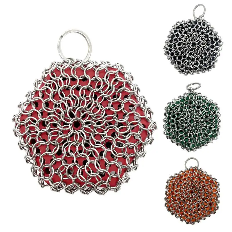 Chainmail Scrubber Stainless Steel Iron Skillet Cleaner With Silicone Pot Scrubbing Griddle Baking Pan Cleaning Accessories
Chainmail Scrubber Stainless Steel Iron Skillet Cleaner With Silicone Pot Scrubbing Griddle Baking Pan Cleaning Accessories