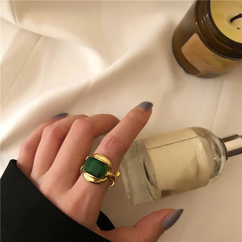 Bilandi – bague géométrique pour femmes, bijoux tendance, vert exagéré, cristal brillant de haute qualité, cadeaux, nouvelle tendance 2022 2