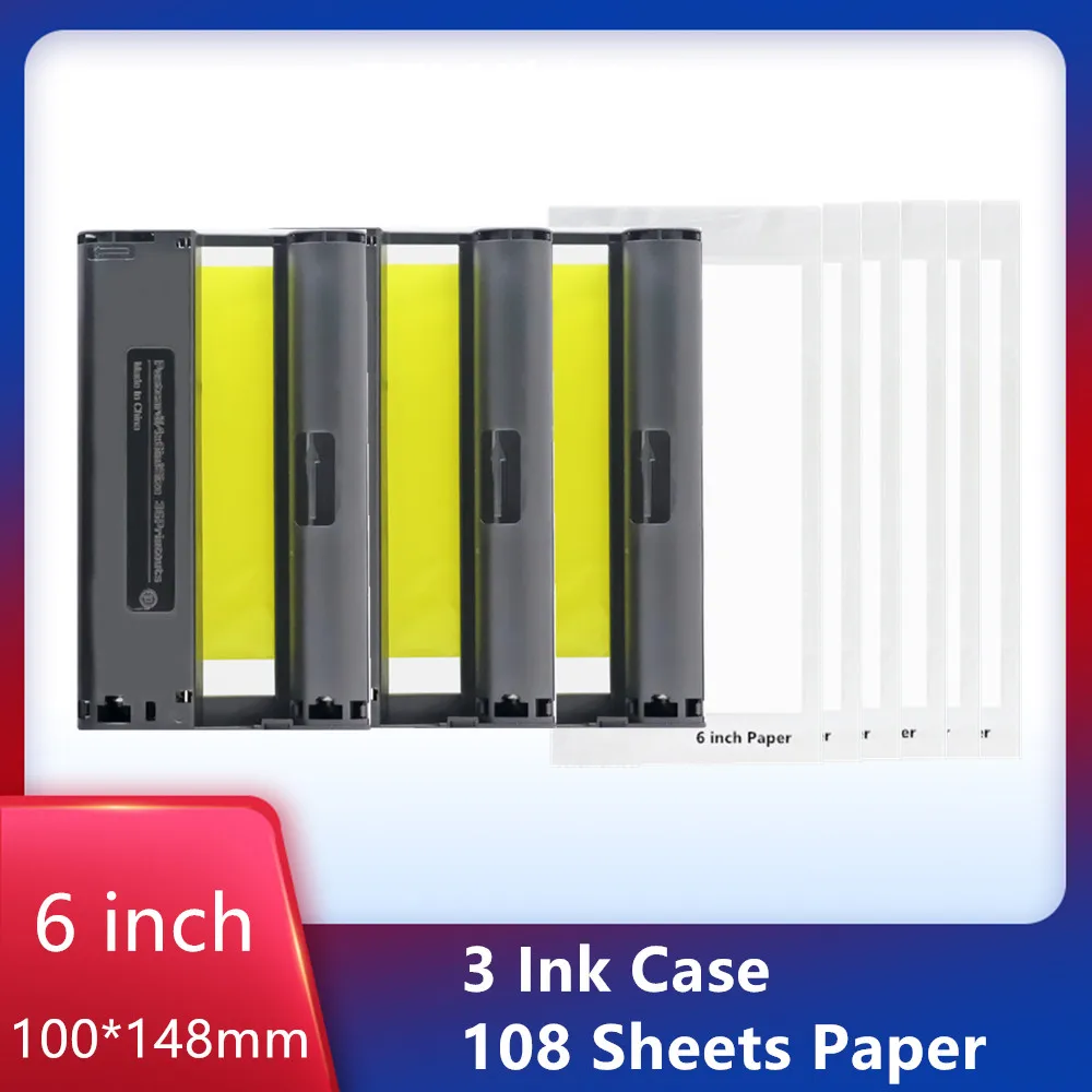 

KP-108 RP-108 KP-36 Ink Cartridges and Glossy Photo Paper 4"x6" Compatible for Canon Selphy CP1300 CP1200 CP910 CP900 CP760