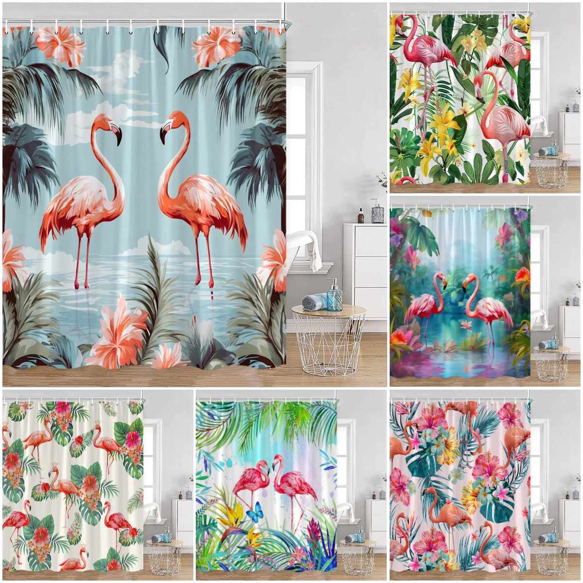 Flamingo Pink Birds Shower Curtains Tropical Palm Leaves Plants Jungle Nordic Bath Curtain Summer Vacation Fabric Bathroom Decor
Flamingo Pink Birds Shower Curtains Tropical Palm Leaves Plants Jungle Nordic Bath Curtain Summer Vacation Fabric Bathroom Decor