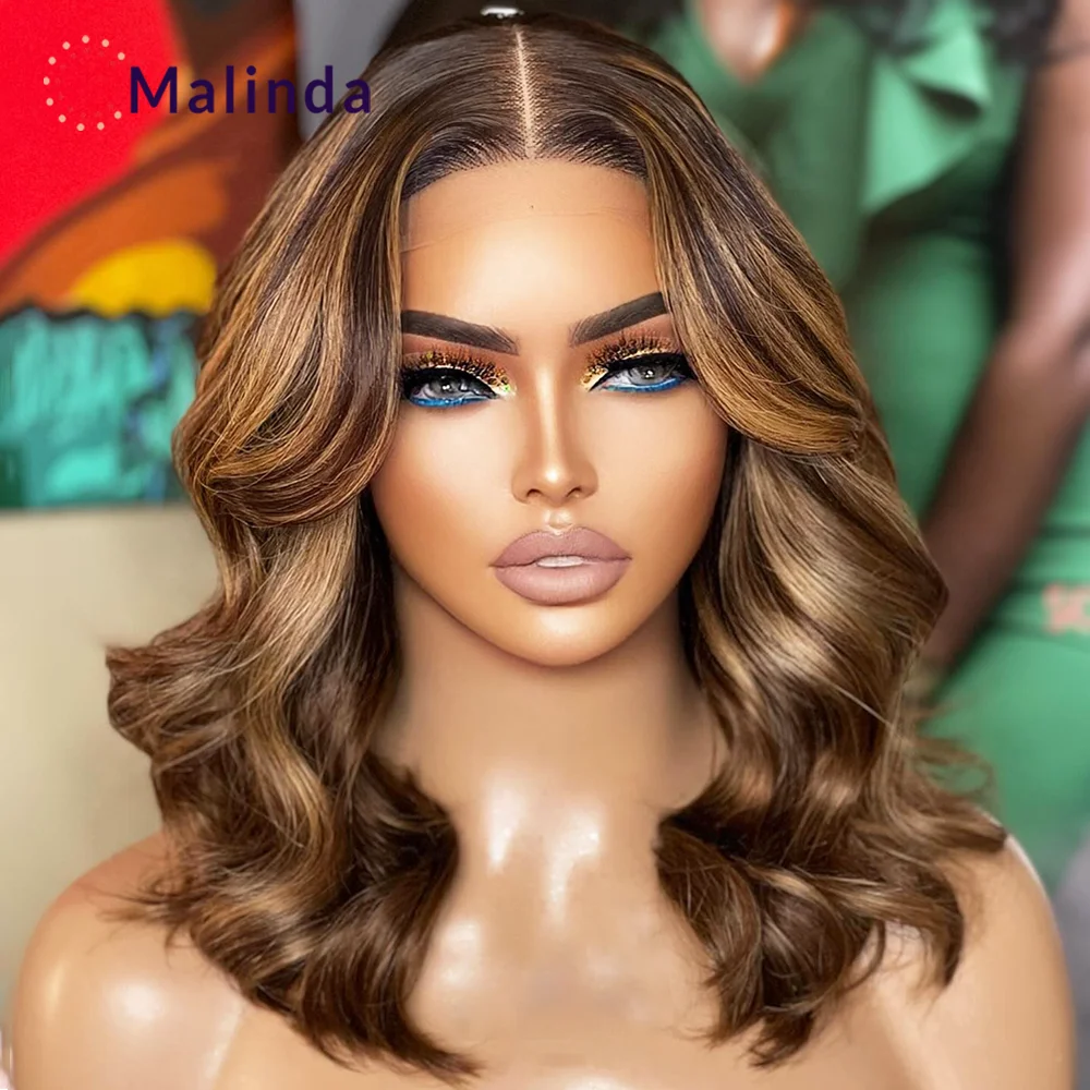 

Brazilian Highlight Blonde Short Bob 13x4 Loose Deep Wave Wear and Go Glueless 250% Density Lace Front Human Hair Wigs For Women