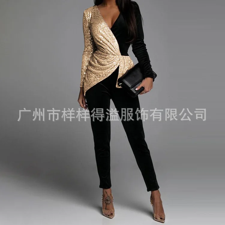 Women Jumpsuit Long Sleeve Patchwork Sexy V-neck Party Plasuit Elegant Autumn Winter Evening Club Elegant Ladies Bodycon Rompers
Women Jumpsuit Long Sleeve Patchwork Sexy V-neck Party Plasuit Elegant Autumn Winter Evening Club Elegant Ladies Bodycon Rompers