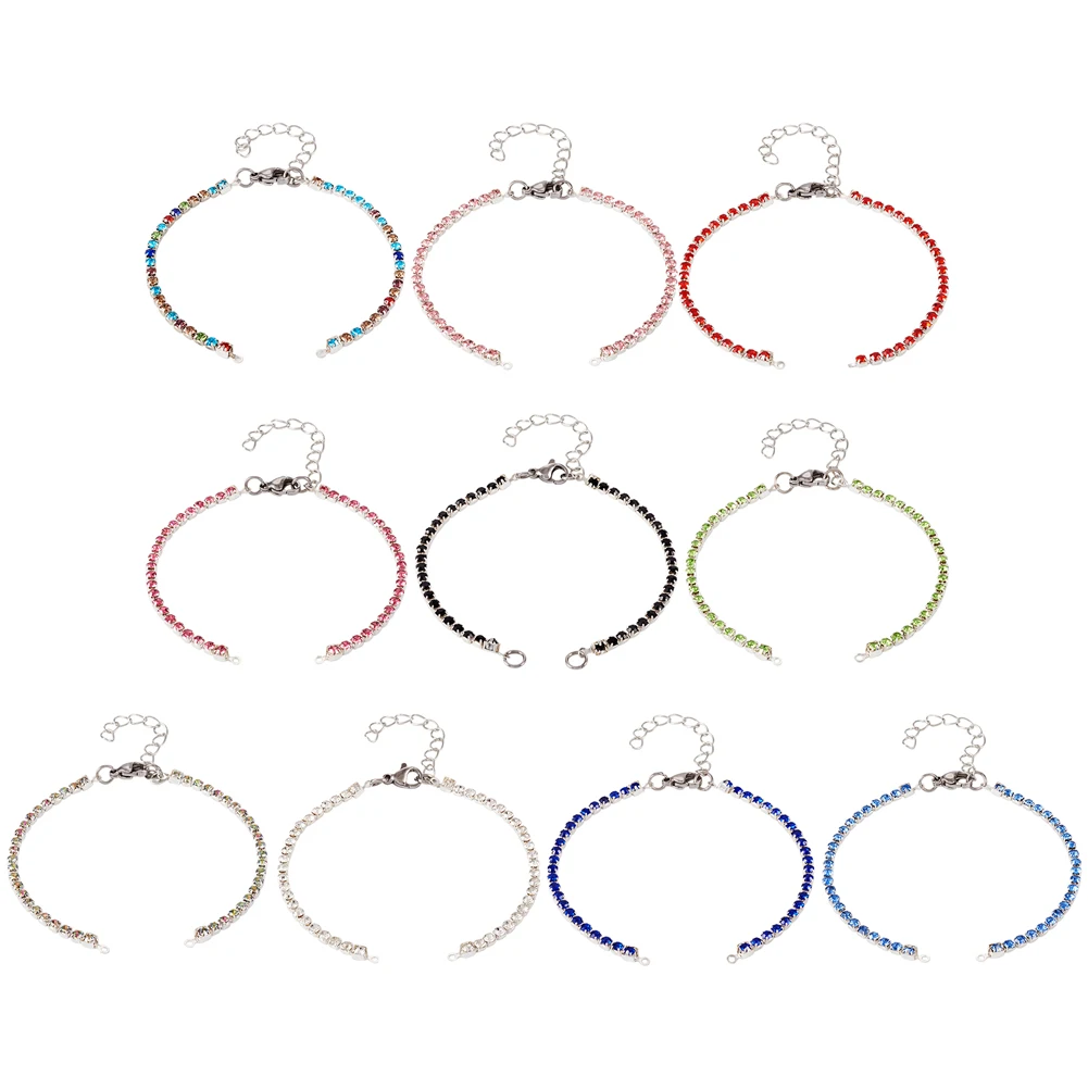

10 шт., женские браслеты из латуни с разноцветным стеклом