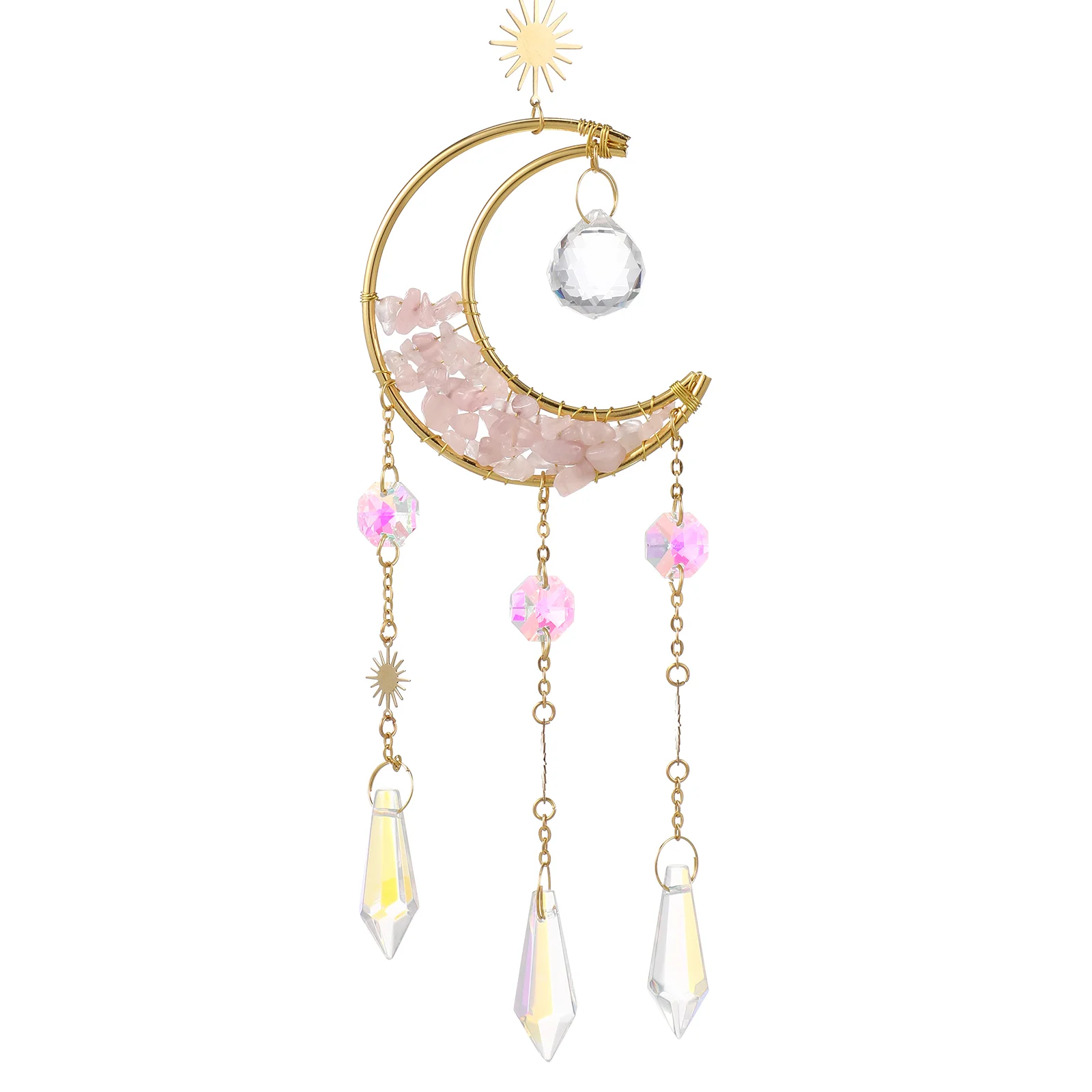 Sun Catcher Pendant Chandelier Decoration Garden Moon Shaped Suncatcher Colorful Bed Room for Window Glass
Sun Catcher Pendant Chandelier Decoration Garden Moon Shaped Suncatcher Colorful Bed Room for Window Glass