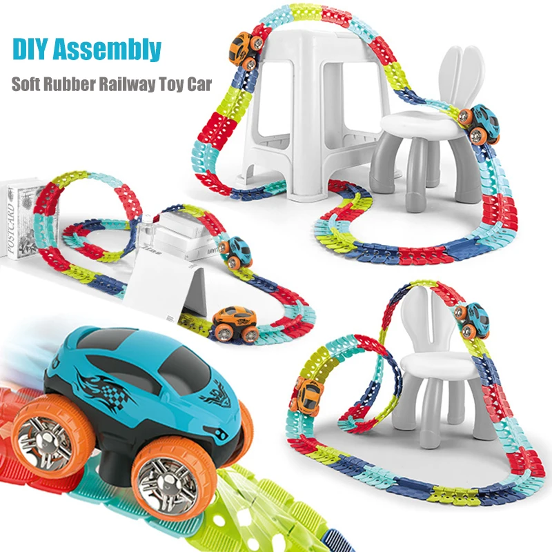 DIY Rechargeable Kids Track Cars For Boy Flexible Track with LED Light-Up Race Car Set Anti-gravity Assembled Track Car Kid Gift
DIY Rechargeable Kids Track Cars For Boy Flexible Track with LED Light-Up Race Car Set Anti-gravity Assembled Track Car Kid Gift