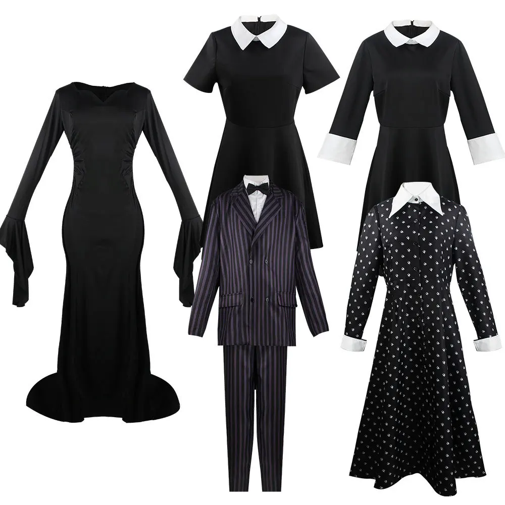Vintage Gothic Wednesday Addams Family Cosplay Gomez Suits Outfits Costume Addams Printing Dress For Kids Women Wigs Halloween
Vintage Gothic Wednesday Addams Family Cosplay Gomez Suits Outfits Costume Addams Printing Dress For Kids Women Wigs Halloween