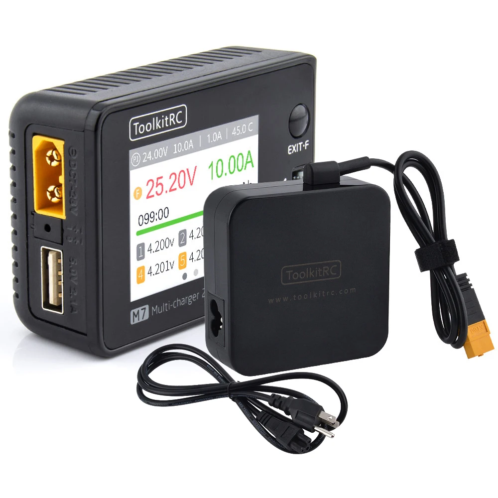 ToolkitRC M7 200W 10A DC Balance Charger/Discharger With ADP100 Adapter (EU/US) For 1-6S Lipo LiHV LiFe Lion RC Battery
ToolkitRC M7 200W 10A DC Balance Charger/Discharger With ADP100 Adapter (EU/US) For 1-6S Lipo LiHV LiFe Lion RC Battery