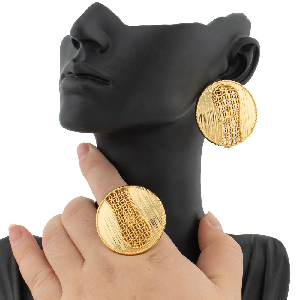Earrings with Ring Jewellery Set for Women African Gold Color Hook Earrings Finger Ring Bridal Set Daily Wear Nigeria Accessory
Earrings with Ring Jewellery Set for Women African Gold Color Hook Earrings Finger Ring Bridal Set Daily Wear Nigeria Accessory