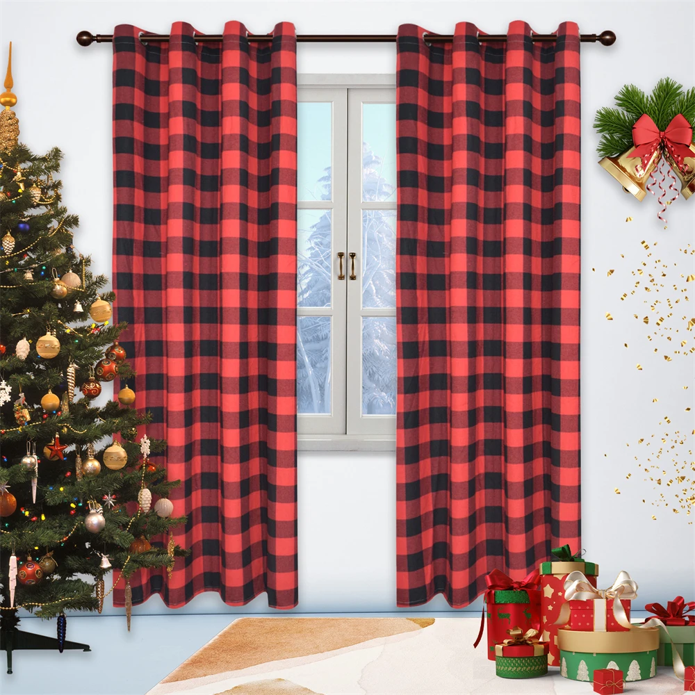 Christmas Plaid Curtain Holiday Decorative Curtain Cotton and Linen Blackout Retro Country Style Curtain for Living Room/Kitchen
Christmas Plaid Curtain Holiday Decorative Curtain Cotton and Linen Blackout Retro Country Style Curtain for Living Room/Kitchen