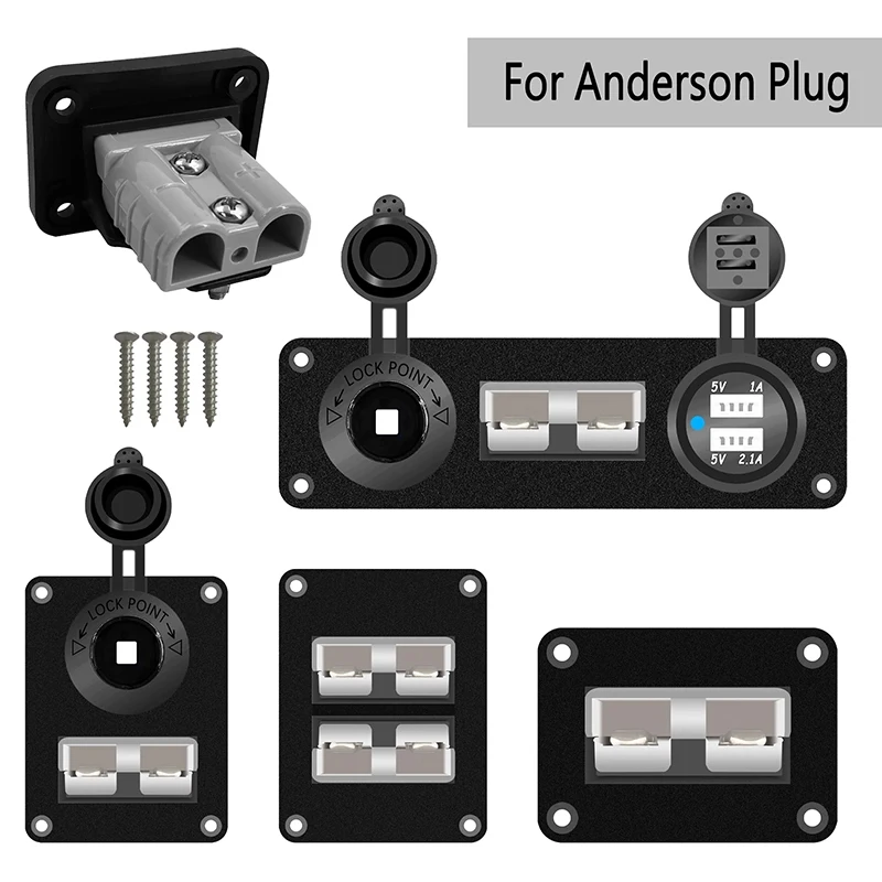 

600V 50 Amp Plug Mount Bracket Panel for Anderson Plug Anderson SB50 Series Connectors Panel Cover for Caravan RV Motorhome