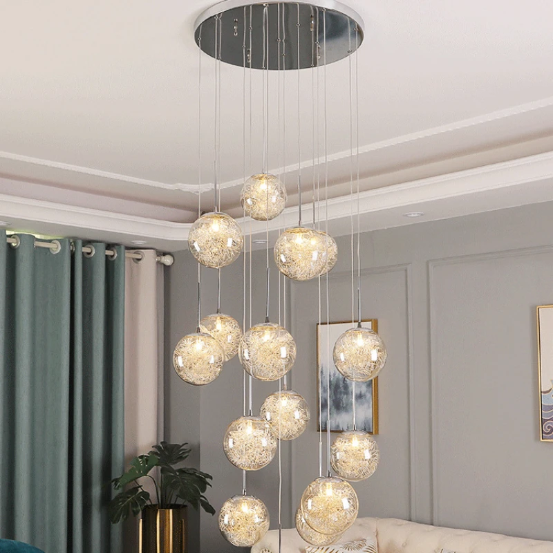 Stair chandelier duplex apartment living room dining room glass round spherical new Chinese style villa hollow staircase long
Stair chandelier duplex apartment living room dining room glass round spherical new Chinese style villa hollow staircase long