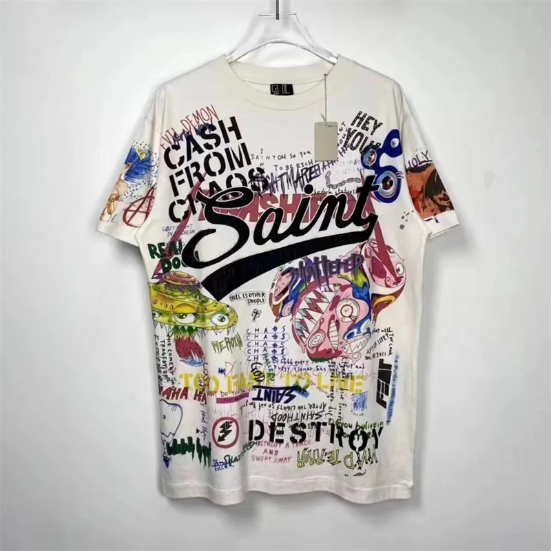 Cartoon Graffiti Saint Michael Mens Womens T Shirt Best Quality Full Print Tees 2024 New Street Clothing Oversized T-Shirt Tops
Cartoon Graffiti Saint Michael Mens Womens T Shirt Best Quality Full Print Tees 2024 New Street Clothing Oversized T-Shirt Tops