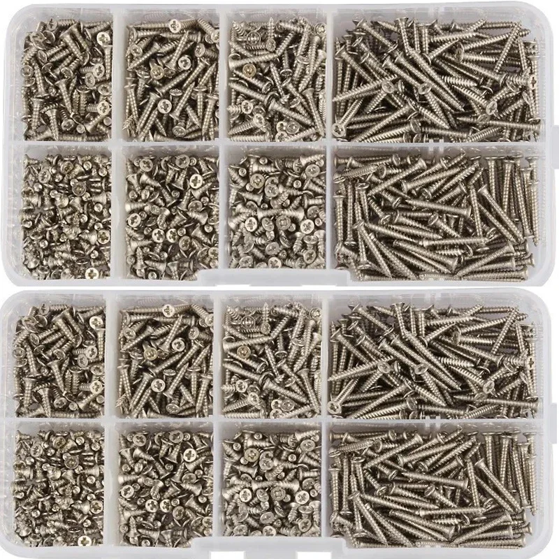 

800pcs M2 Self Tapping Screws Carbon steel nickel plated Ultrathin Cross Phillips Ultra Thin Flat Head Self Tapping Wood Screw