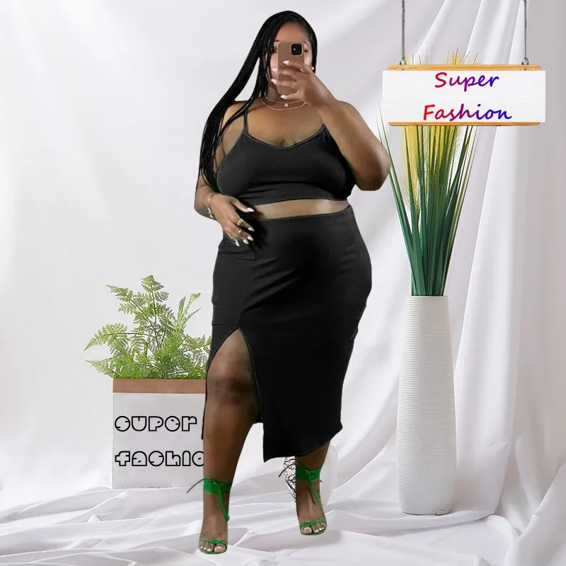 WSFEC L-4XL New Fashion Summer Skirt Suits Plus Size Women Clothing Two Piece Sets Sleeveless Top and Split Skirt Female Outfits
WSFEC L-4XL New Fashion Summer Skirt Suits Plus Size Women Clothing Two Piece Sets Sleeveless Top and Split Skirt Female Outfits