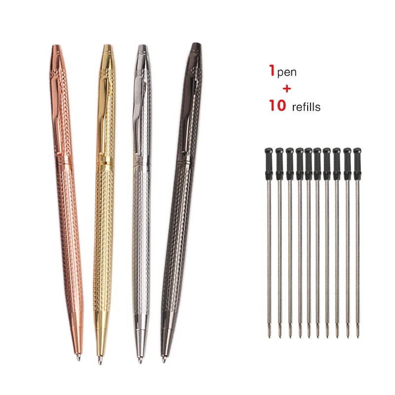 1pen+10Refills Fashion Rotating Metal Ballpoint Pens Set Birthday Party Present Offices Accessories Student Stationery Supplies
1pen+10Refills Fashion Rotating Metal Ballpoint Pens Set Birthday Party Present Offices Accessories Student Stationery Supplies
