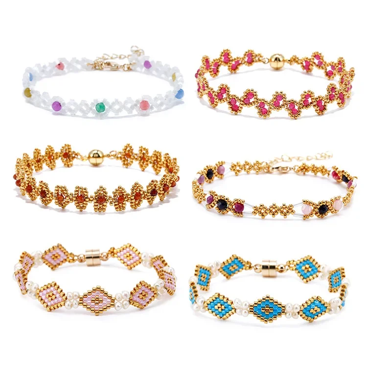 Beaded Bracelet Hand knitting Fashion Colored beads Adjustable Simple diamond Lift Bohemia Female Rice Bead Bracelet
Beaded Bracelet Hand knitting Fashion Colored beads Adjustable Simple diamond Lift Bohemia Female Rice Bead Bracelet