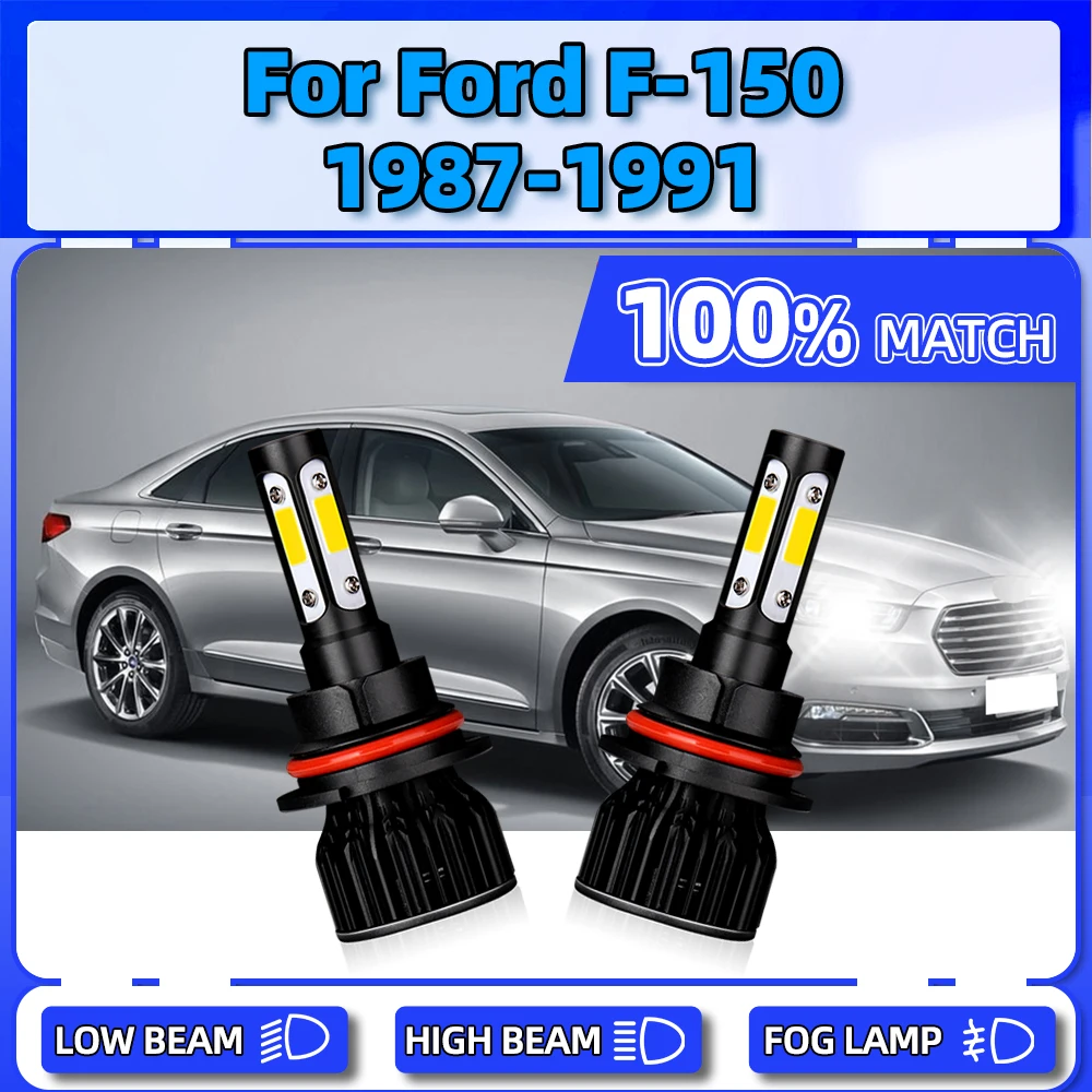 

2Pcs 120W LED Headlight 20000LM High Low Beam Car Front Lights 6000K Auto Headlamps For Ford F-150 1987 1988 1989 1990 1991