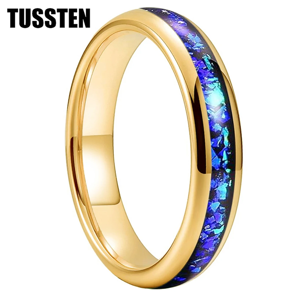 TUSSTEN 4MM Men's and Women's Wedding Ring with Blue Opal Stone Inset in the Groove for a Comfortable Fit and Free Shipping
TUSSTEN 4MM Men's and Women's Wedding Ring with Blue Opal Stone Inset in the Groove for a Comfortable Fit and Free Shipping