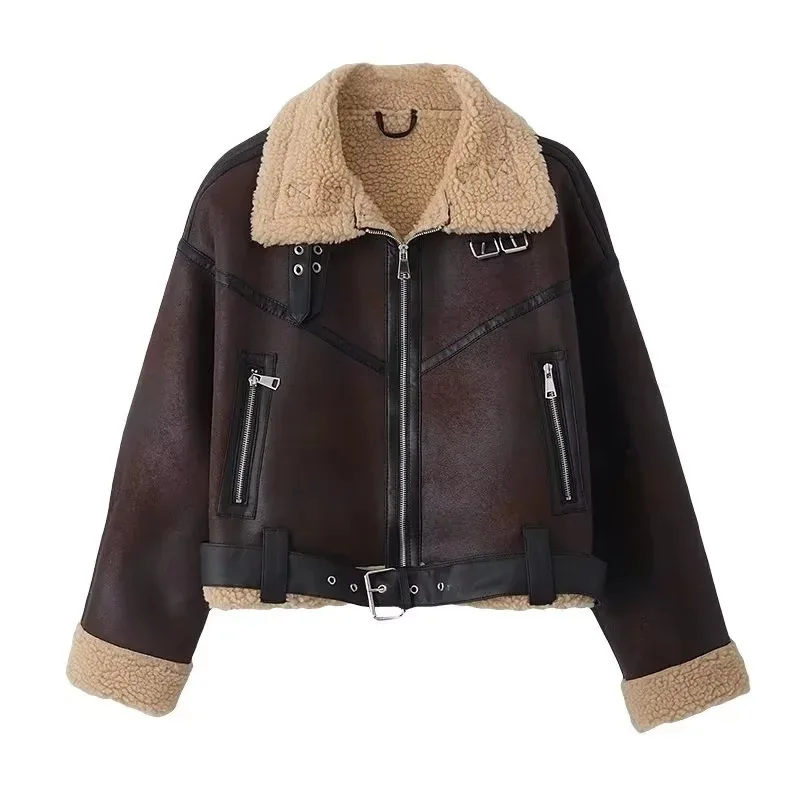 VOLALO Autumn Women Fashion Thick Warm Faux Shearling Jacket Coat Vintage Long Sleeve Belt Hem Female Outerwear Chic Tops
VOLALO Autumn Women Fashion Thick Warm Faux Shearling Jacket Coat Vintage Long Sleeve Belt Hem Female Outerwear Chic Tops
