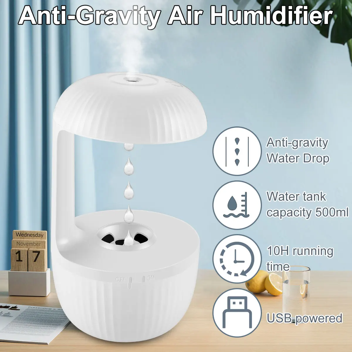 New 500ml Anti-gravity Air Humidifier USB Powered Air Humidifier Small Aroma Diffuser Power-off Protection Desktop Humidifiers
New 500ml Anti-gravity Air Humidifier USB Powered Air Humidifier Small Aroma Diffuser Power-off Protection Desktop Humidifiers
