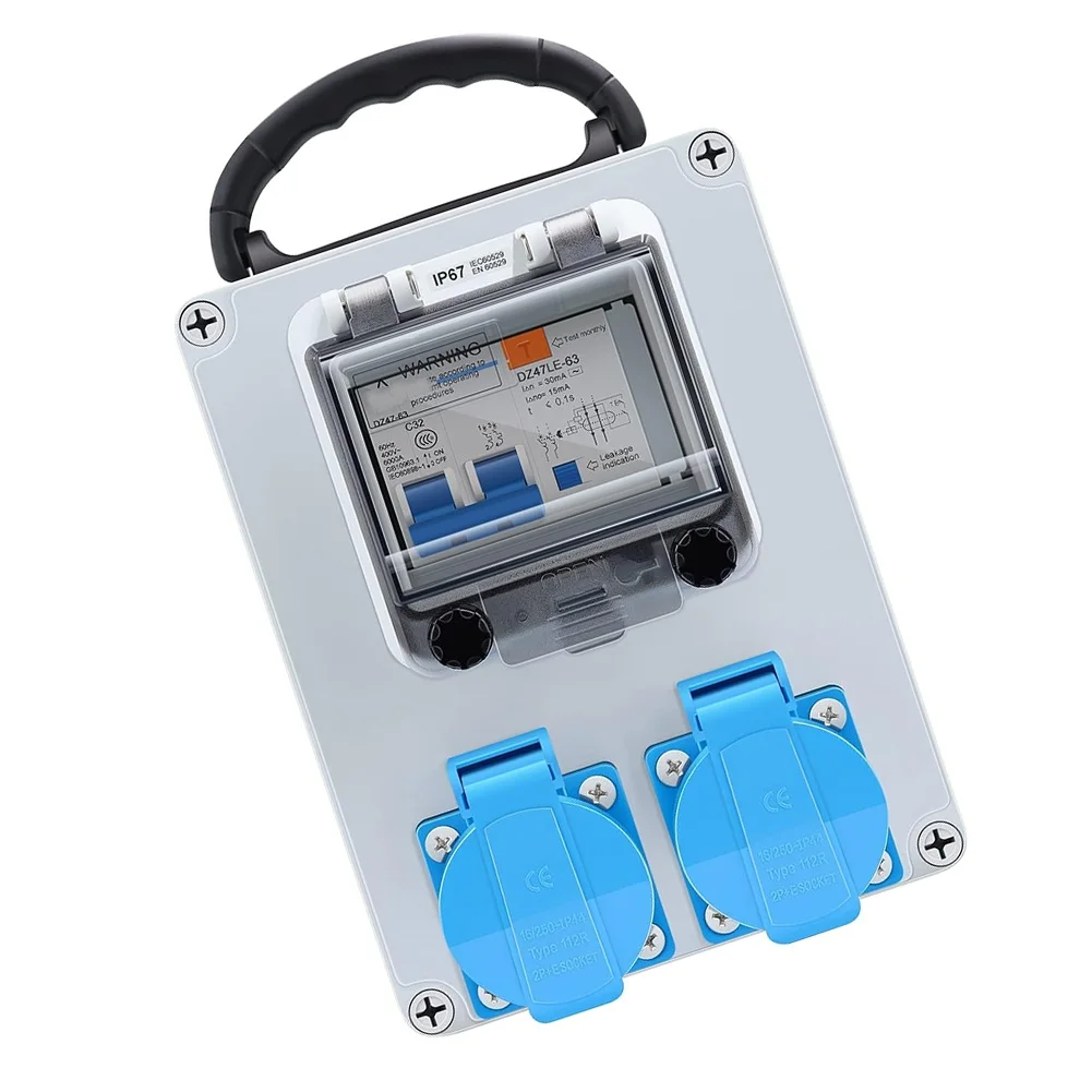 Portable Switch Outlet Box IP67 Wall Power Distributor With Socket 2×16A 220-250V Portable Portable Small Electric Box Hot Sell
Portable Switch Outlet Box IP67 Wall Power Distributor With Socket 2×16A 220-250V Portable Portable Small Electric Box Hot Sell