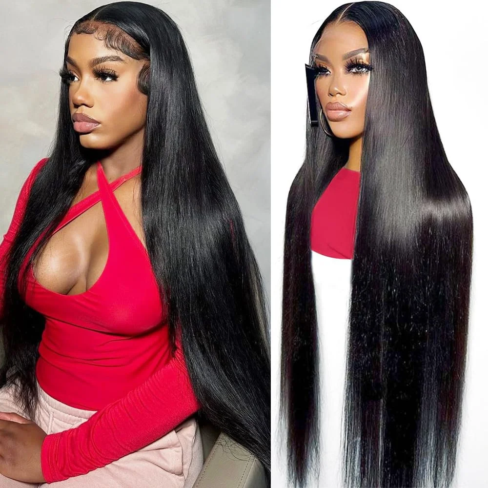 

13x6 Straight Hair Lace Front Wigs Human Hair Pre Plucked 180% Density HD 13x4 Lace Frontal Human Hair Wigs for Women