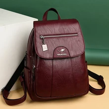 2023 New Women Leather Backpacks High Quality Female Vintage Backpack For Girls School Bag Travel Bagpack Ladies Back Pack